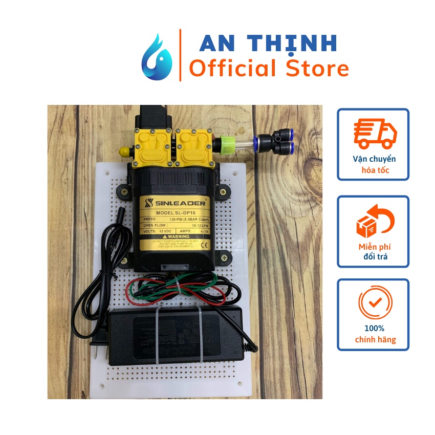 Máy bơm nước tăng áp mini SINLEADER 12V tưới Lan, cây kiểng, vườn rau,..có rơ le tự ngắt