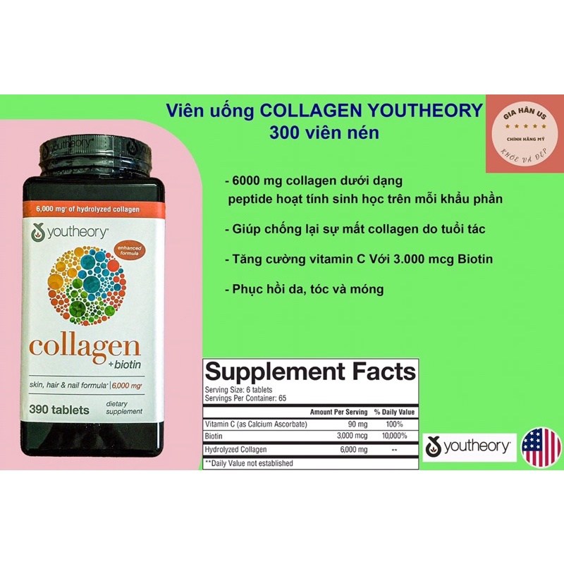 Collagen Youtheory 390 viên nén