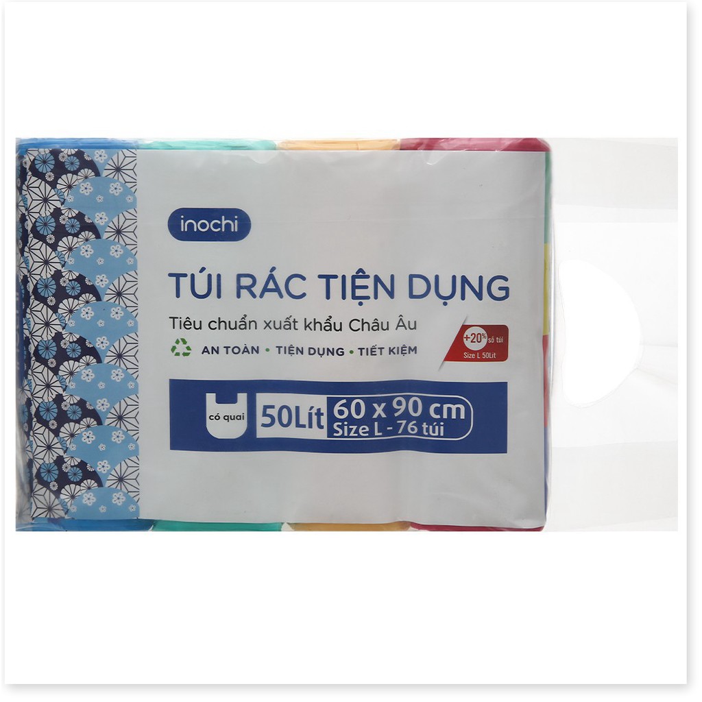 Lô 4 cuộn túi rác Inochi tiện dụng 50L (nhiều màu)