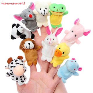 Set 10 con rối đồ chơi gắn ngón tay bằng bông hình động vật dành cho bé