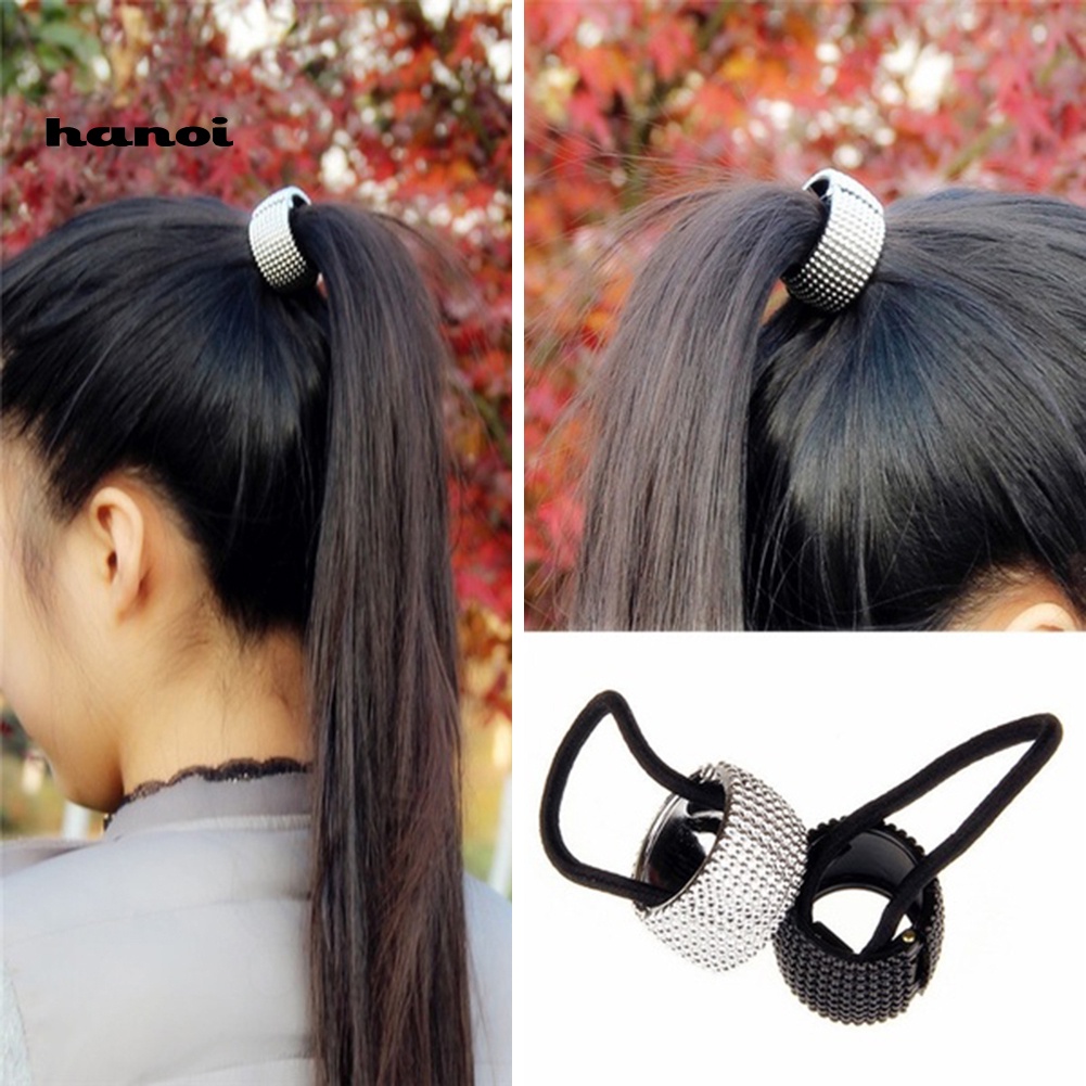 Dây Cột Tóc Co Giãn Đính Đinh Tán Thời Trang Cho Nữ