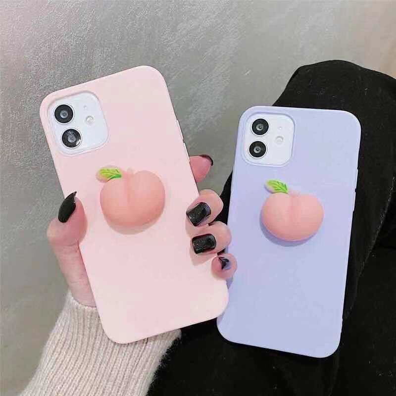 vỏ điện thoại Vivo Y50 Y30 Y20 Y20i Y20S Y12S Y7S S1 Pro Y51 2020 V20 SE V20 Pro Cute 3D Pink Peach Relieve Pressure TPU Phone Case