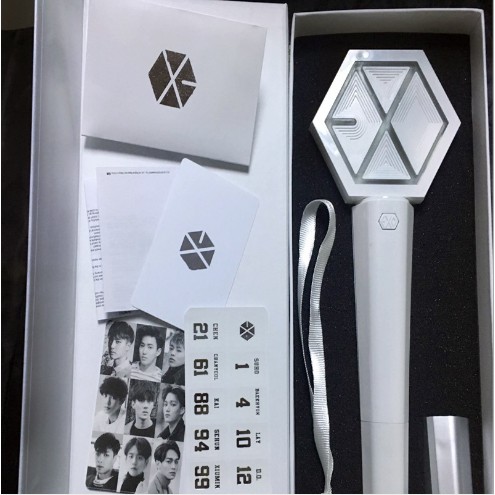 Lightstick EXO PHARYNX BONG ver 2 đèn cổ vũ nhóm nhạc EXO hộp gấp trắng thay chuôi bạc unoff