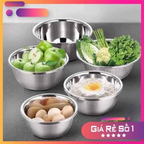 Bộ Thau Rổ Inox Nhà Bếp 5 Món Bằng Inox Đủ Size từ 18 - 26 cm tiện dụng - Sieuthigiadinh.2021