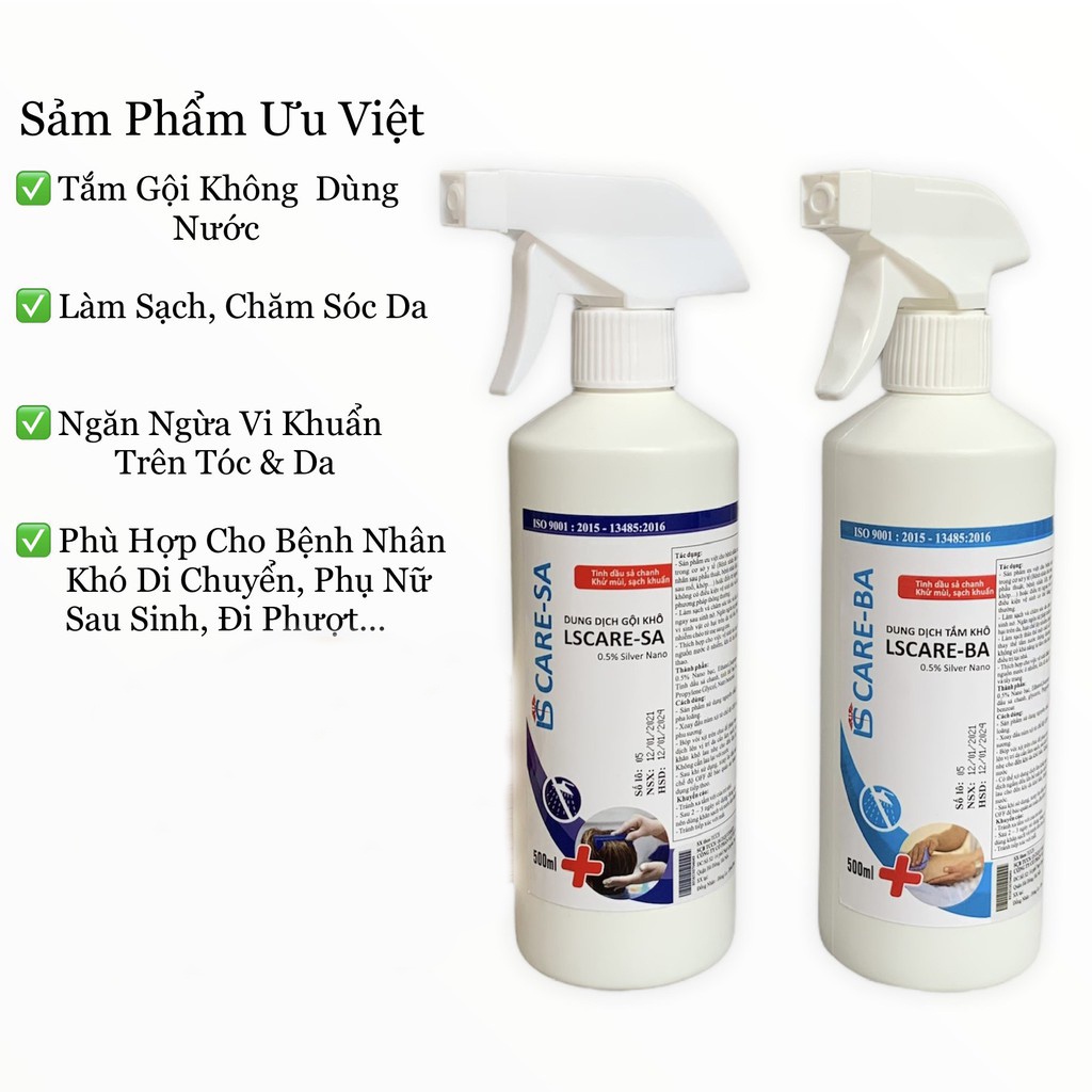 Dung Dịch Gội và Tắm Khô ISCARE - LSCARE Làm sạch thân thể cho người già, phụ nữ sau sinh, bệnh nhân sau phẫu thuật