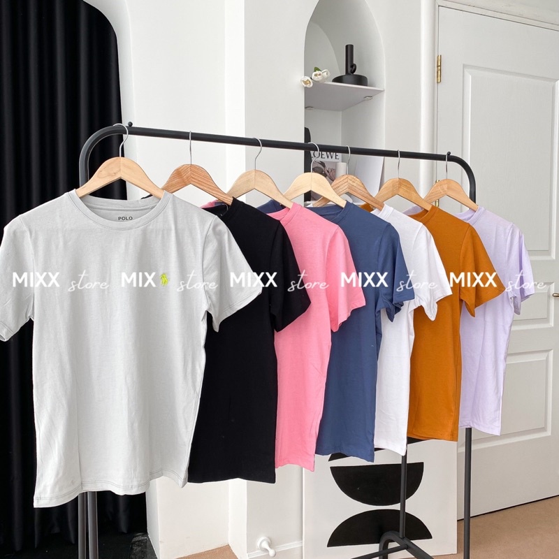Áo Thun Nữ thêu polo chất thun cotton mềm mịn phom suông rộng chuẩn dáng