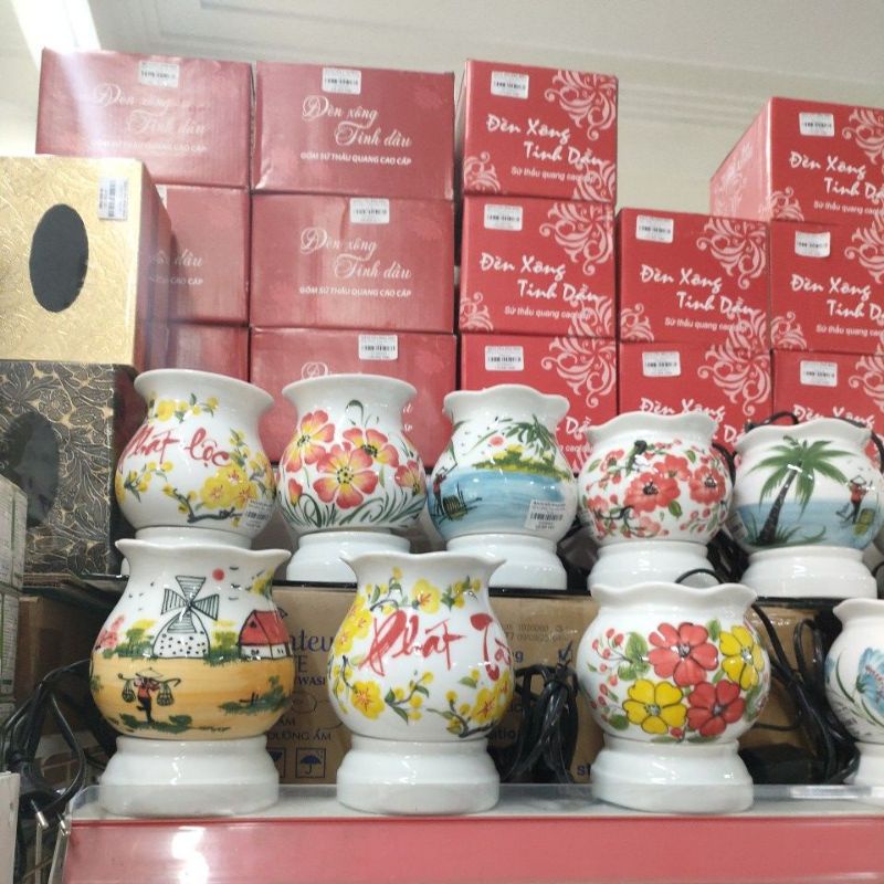 Đèn xông tinh dầu gốm sứ thấu quang Bát Tràng