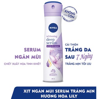 Xịt ngăn mùi nữ NIVEA Deep Serum 150ml trắng mịn hương hoa Lily