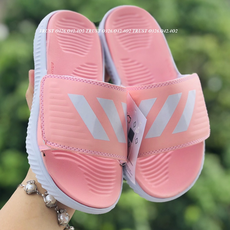 Dép Alphabounce adidas ❤️FREESHIP + FullBox❤️ quai ngang nam 3 sọc màu hồng sọc trắng chất xịn 1-1, đế dày nhẹ quai da