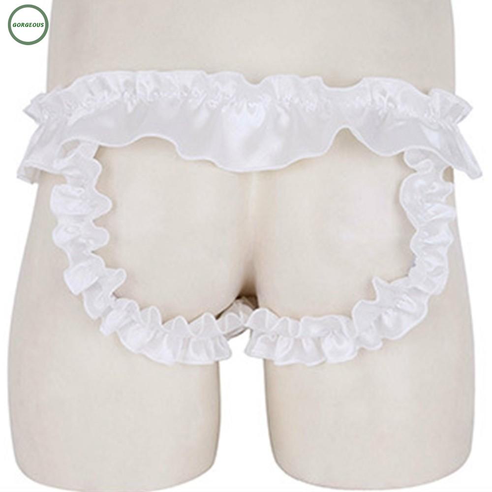 Quần lót lọt khe vải satin phối ren xuyên thấu quyến rũ dành cho nam