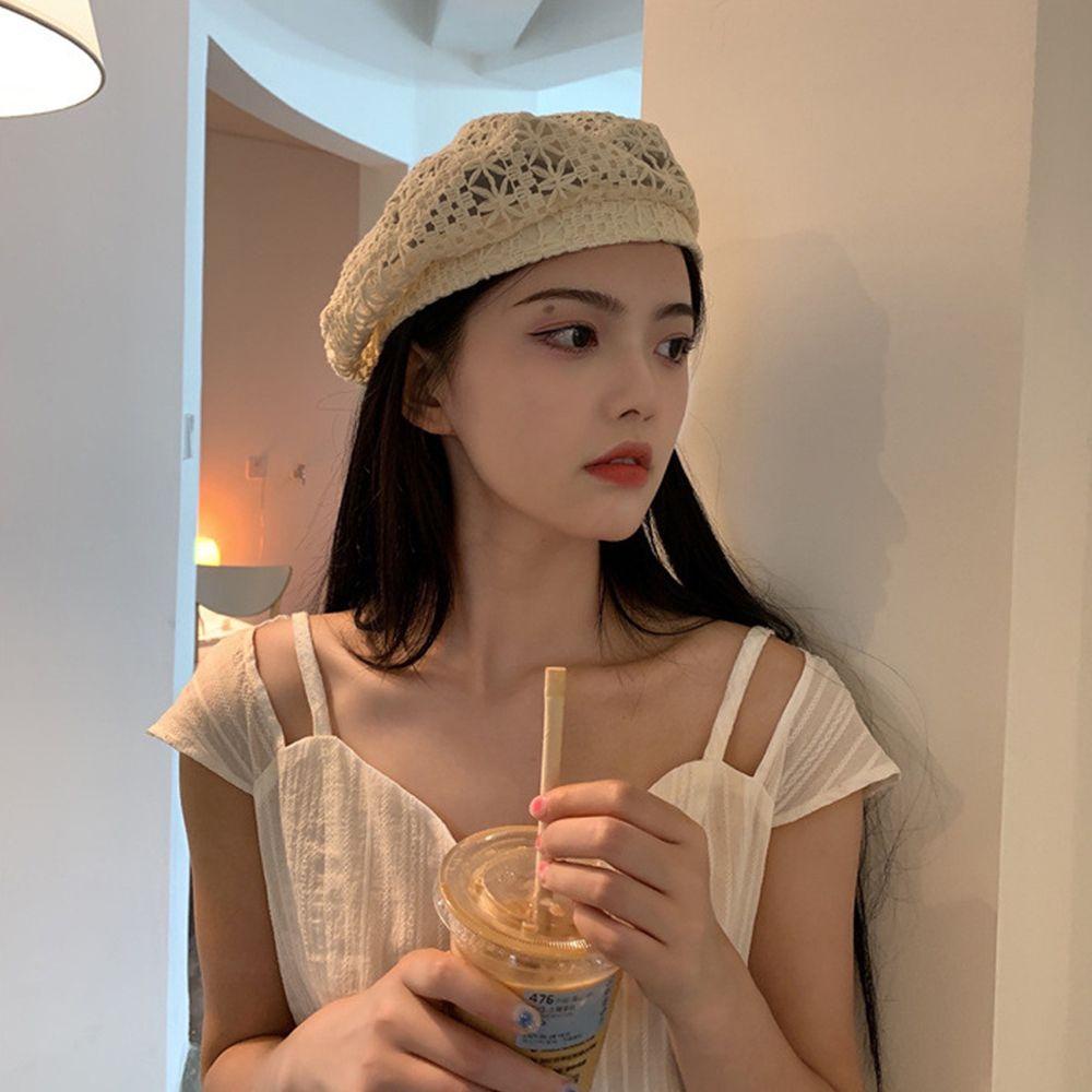 RALPH Mũ Beret Vải Cotton Polyester Mỏng Thời Trang Mùa Hè Cho Nữ