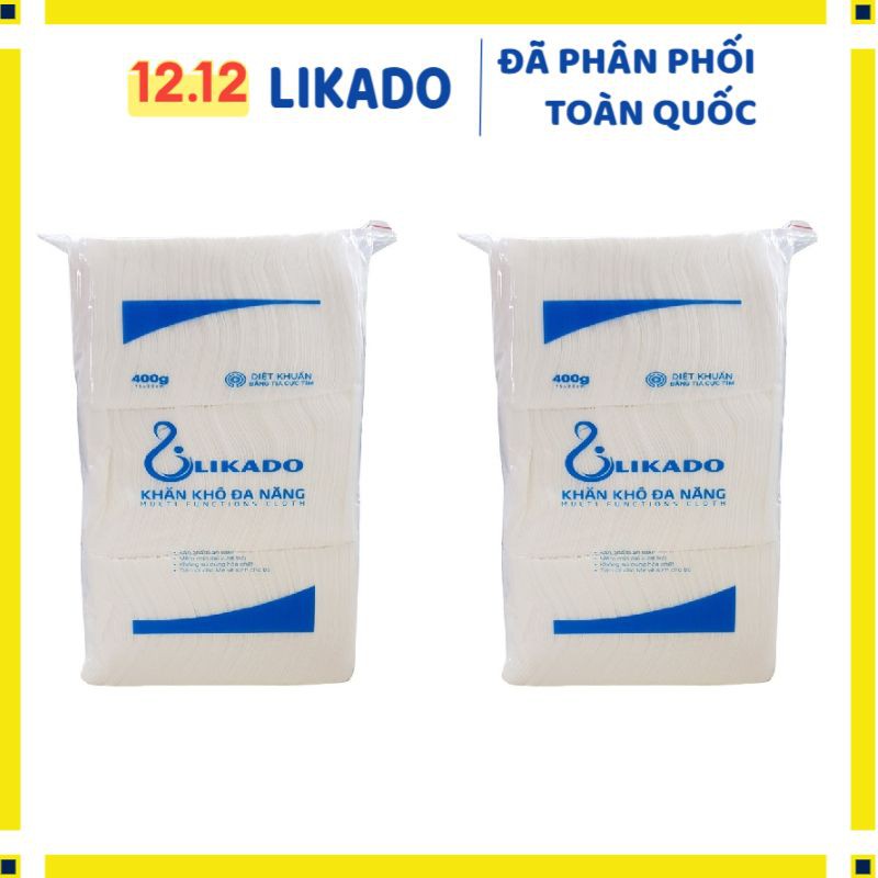 [LIKADO] Khăn vải khô đa năng likado 400g GẤP TƯ  kích thước(15x20cm) 300 tờ/gói (combo 2 gói)