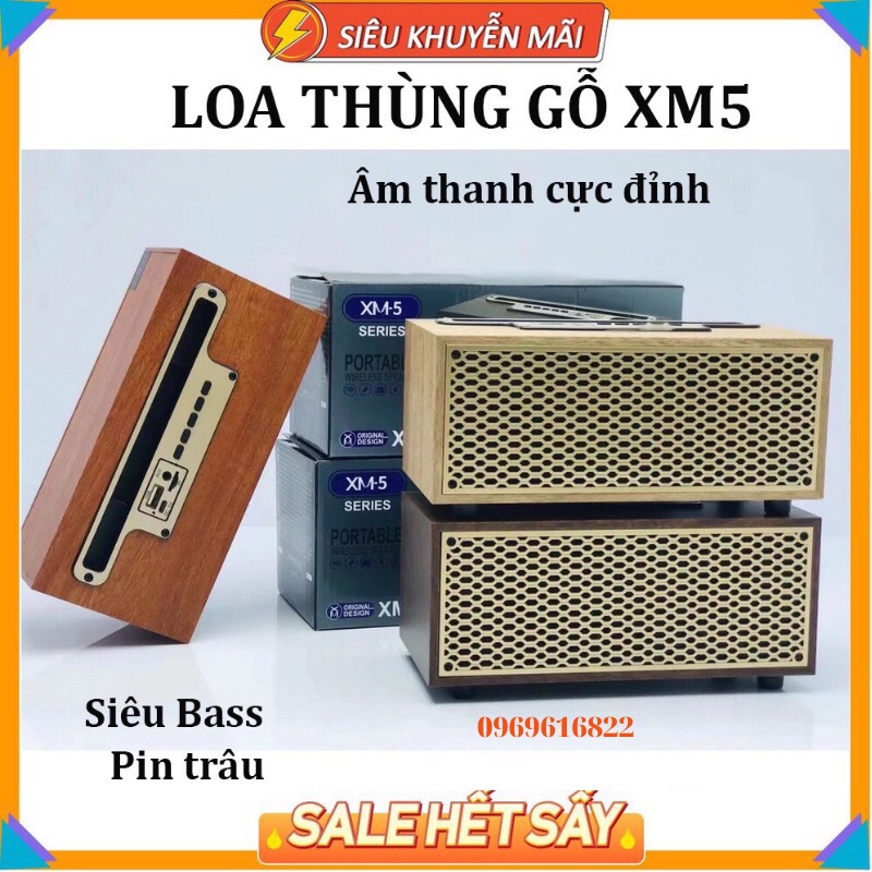 Loa bluetooth XM5 thùng gỗ , thiết kế sang trọng , có giá để điện thoại , âm thanh cực hay MEKAXO