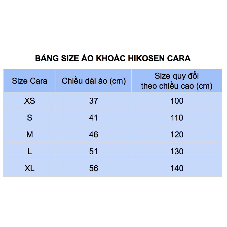 Áo khoác trẻ em 1 lớp Hikosen Cara v-kjk19-003