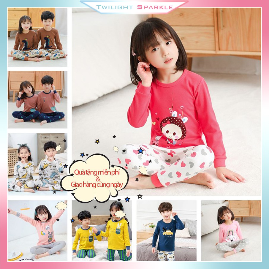 Bộ Đồ Ngủ Cotton In Hình Khủng Long Hoạt Hình Dễ Thương Dành Cho Trẻ Em