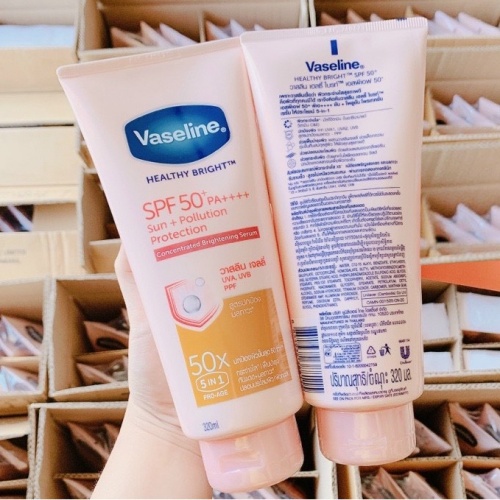 Sữa Dưỡng Thể Vaseline Serum Perfect Healthy Bright  50X Tuýp 320ml/Kem dưỡng trắng da,chống nắng  body vaseline 50x