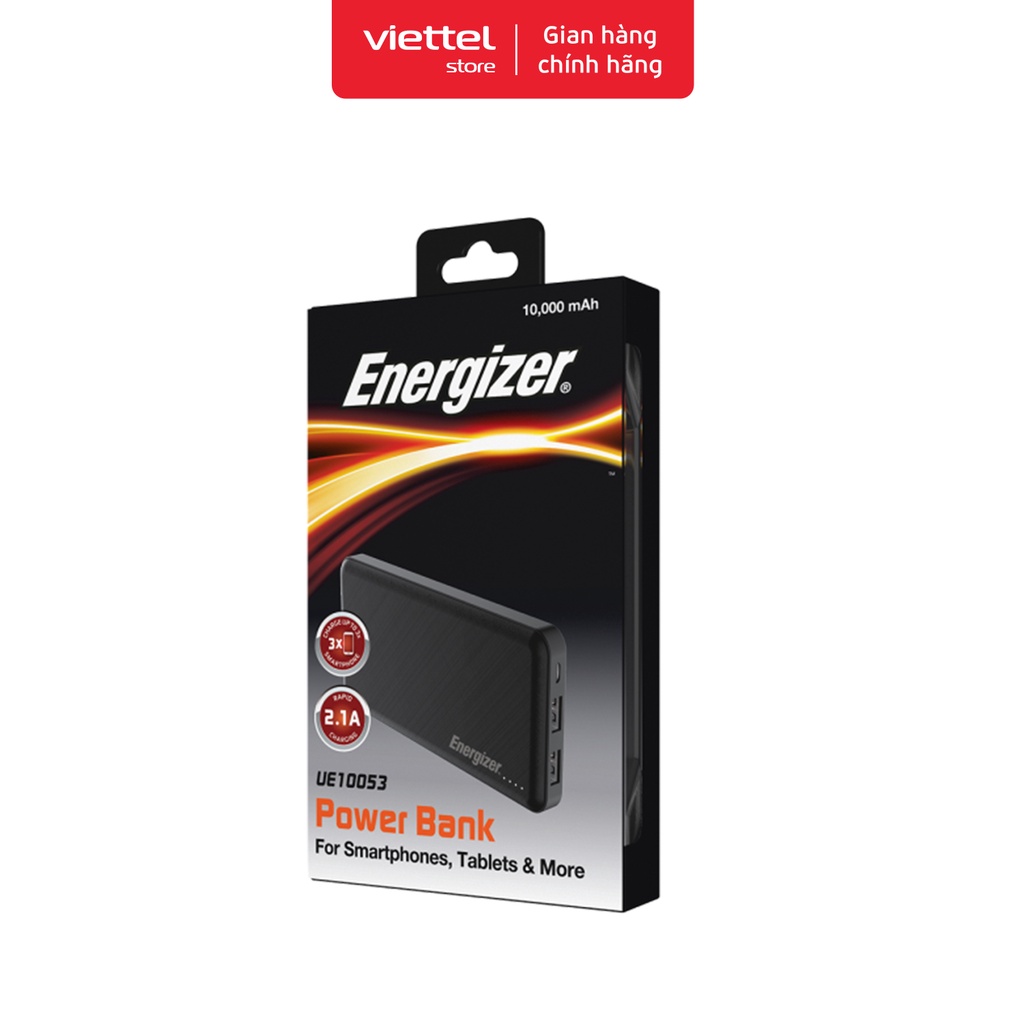 Sạc dự phòng Energizer 10,000mAh /3.7V Li-Polymer - UE10053BK Chính hãng