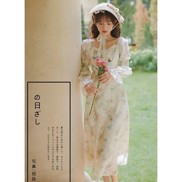 Váy Hoa Nàng Thơ Dáng Dài Xinh Xắn Phong Cách Retro Cổ Điển