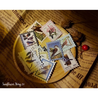 [FREESHIP 50K] Set 23 miếng sticker tem cổ điển, sticker stamp vintage dùng trang trí sổ, planer, bullet journal