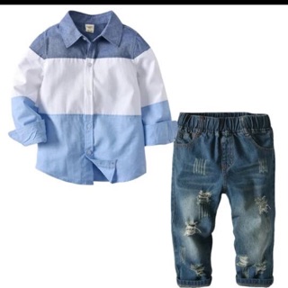 Set bô quân jeans cho be trai