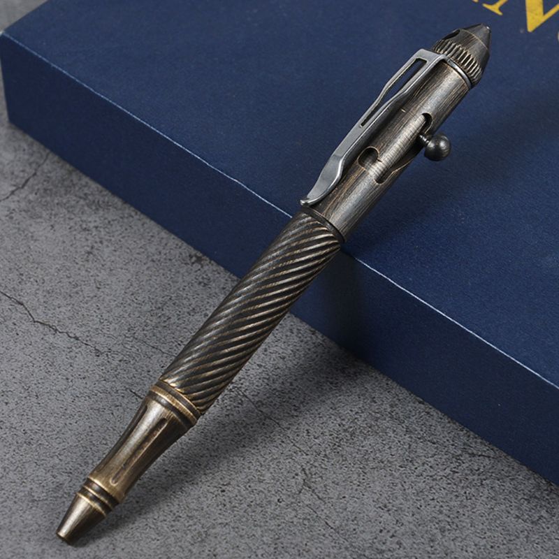 Bút Mực Gel Bằng Đồng Thau Cứng Handmade Họa Tiết Xoắn Ốc Retro