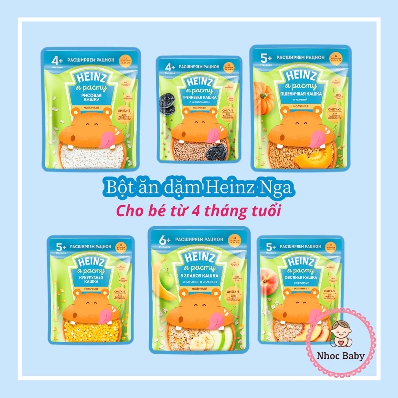 Bột ăn dặm Heinz Nga cho bé 4/6m+ (túi zip 200gr)