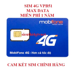 Sim 4G Mobifone Vpbank51 – VPB51 Không giới hạn DATA, MAX băng thông. Trọn gói 12 tháng