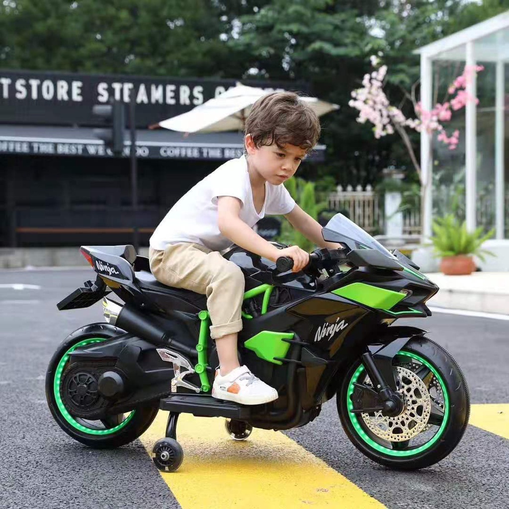 Mô tô điện Ninja H2R cho bé, Xe máy điện trẻ em sử dụng chân đạp ga