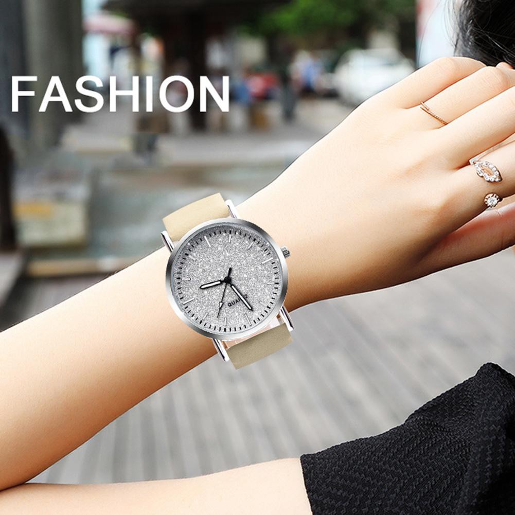 MINIMAL Đồng Hồ Analog Máy Quartz Mặt Tròn Dây Da Cho Nữ