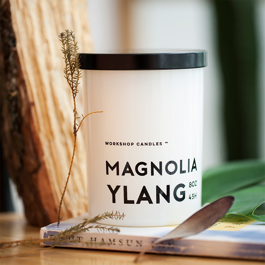 Nến thơm Magnolia Ylang Workshop Candles H&amp;H Home 8oz hương hoa ngọc lan tây nhẹ nhàng