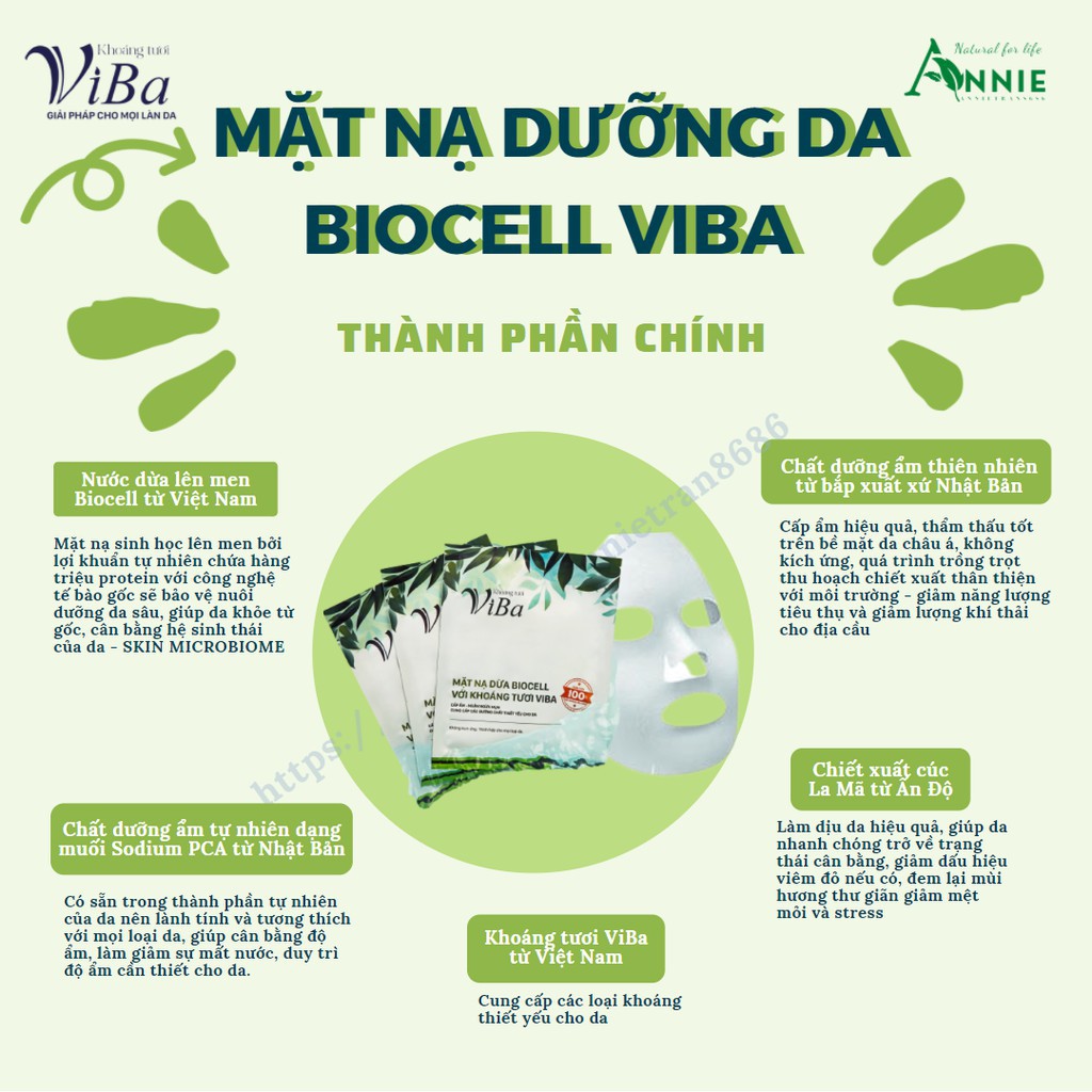 【Hàng sẵn sàng】 Mặt nạ dừa Biocell với Khoáng tươi ViBa - lên men tự nhiên cấp ẩm, ngừa mụn, dưỡng da mịn màng, trẻ hóa