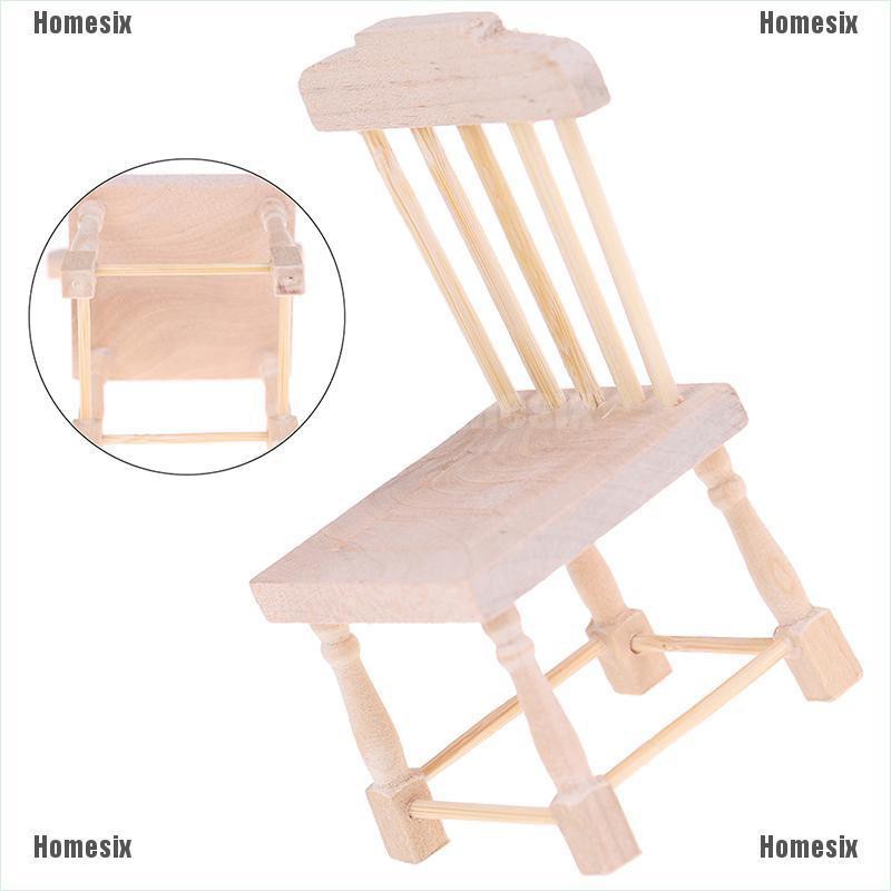 [HoMSI] 1:12 Dollhouse Miniature Mini Wood Color Chair Model Furniture Accessories SUU