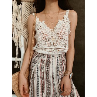 Quần boho dáng dài xẻ tà