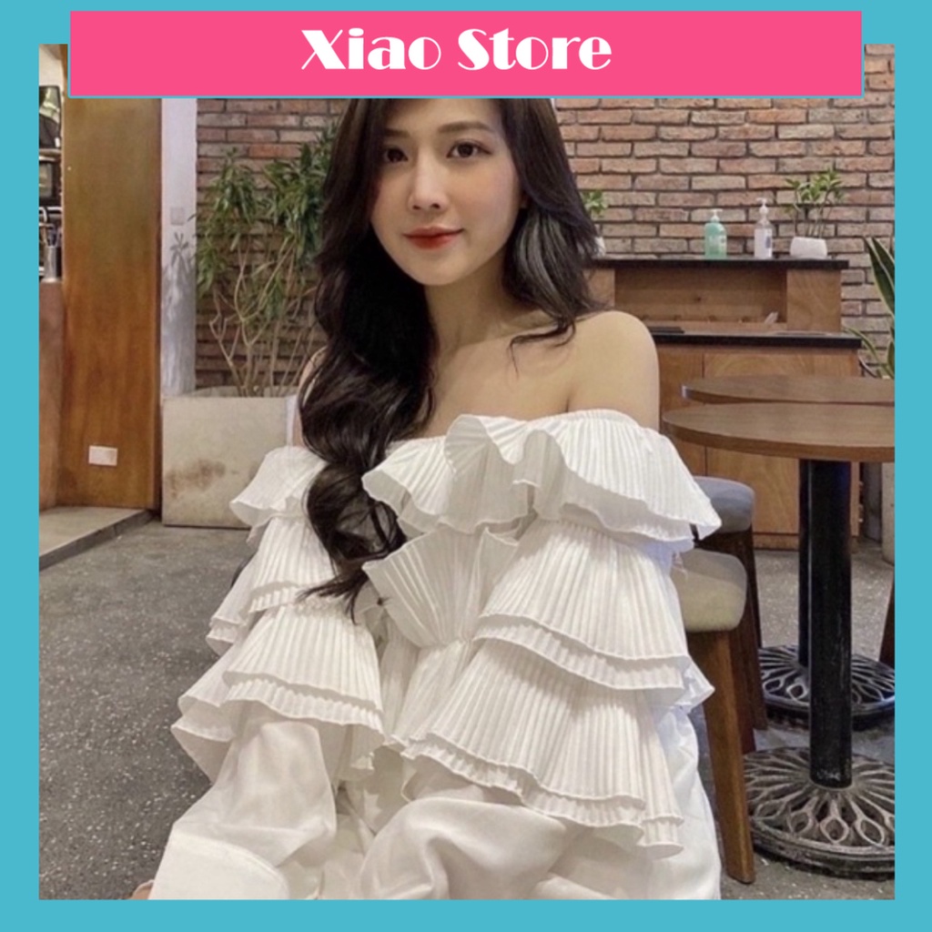 Áo sơ mi ly 2 tầng dáng suông tiểu thư_012 babydoll chất đẹp mầu trắng, đen xiao shop