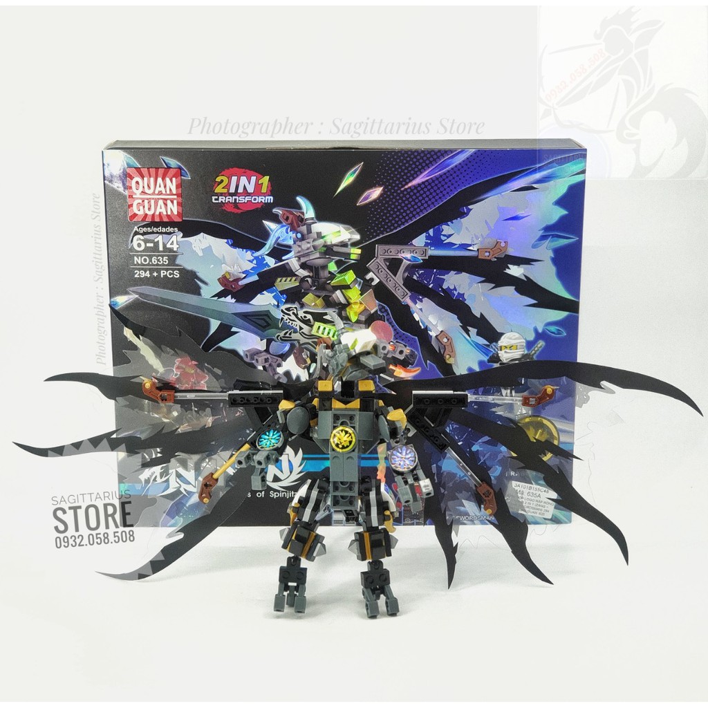 Combo 4 Hộp Lego Lắp Ráp Robot Rồng Bay NinjaGo 2 in 1 - Quan Guan 634 ~ 637