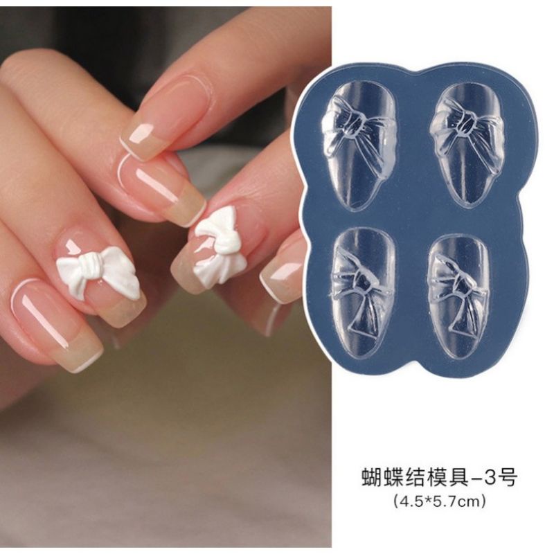 khuôn silicon làm hoa nhiều hình nơ,gấu... xinh xắn