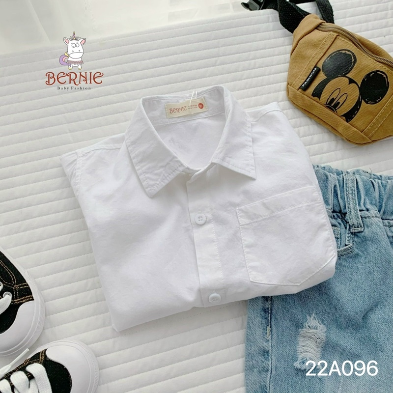 ÁO SƠ MI TRẮNG CỘC TAY CHO BÉ