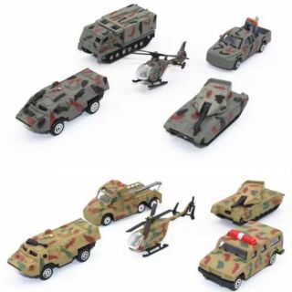 Set 5 xe quân sự bằng sắt đặc mini wheeler