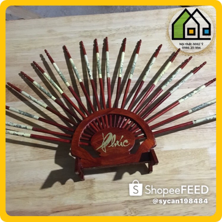 Bộ Đũa Thờ Gỗ Hương Mỹ Nghệ 10 đôi