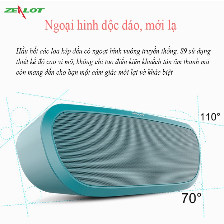 [Mã ELHACE giảm 4% đơn 300K] Loa bluetooth mini Zealot S9 - Hàng chính hãng - Bảo hàng 12 tháng