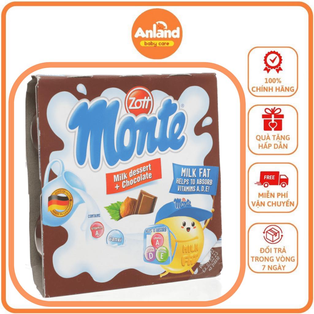 Váng Sữa Monte Vị Vani Socola Vỉ 4 Hộp Thơm Ngon Béo Ngậy