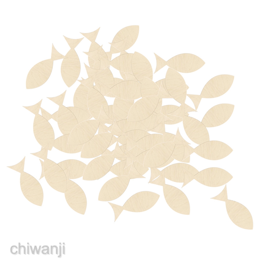 Set 50 Thẻ Gỗ Hình Cá Trang Trí Đa Dụng