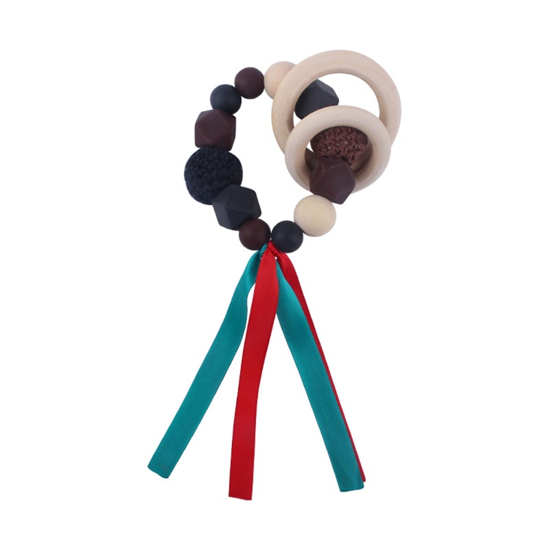 Vòng Tay Đồ Chơi Bằng Silicone Đính Hạt Không BPA Dành Cho Bé Mọc Răng