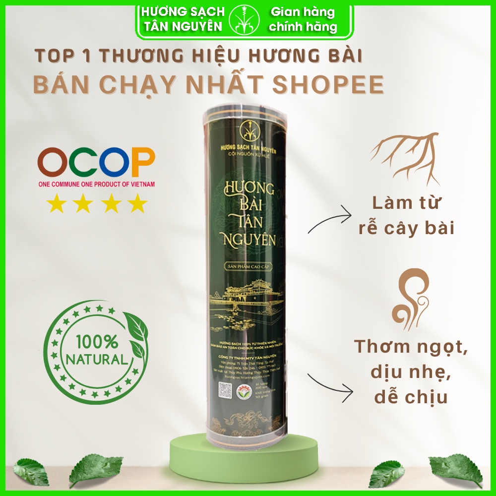 Hương Bài Tân Nguyên, nhang ít khói, hương sạch làm từ rễ cây bài, sản phẩm OCOP quốc gia, ống lớn