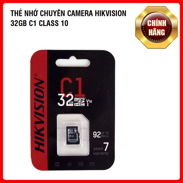 [CHUYÊN CAMERA] Thẻ Nhớ HIKVISION 32GB C1 Upto 92MB/S - Chính Hãng | BigBuy360 - bigbuy360.vn