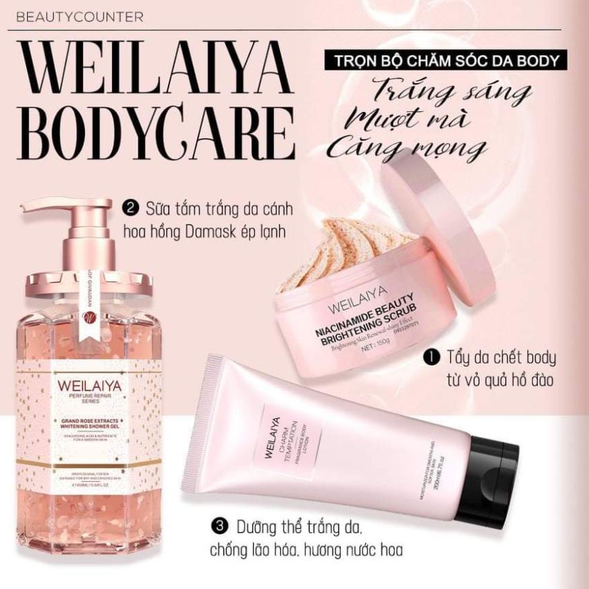 Sữa dưỡng thể toàn thân Weilaiya, dưỡng trắng da, lưu hương cả ngày, hương hoa hồng