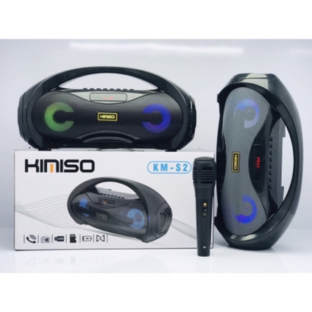 Loa Bluetooth Karaoke Xách Tay KM-S2 Tặng Kèm 1 Mic Hát Có Dây, Âm Bass Cực Hay, Đèn Led Sống Động