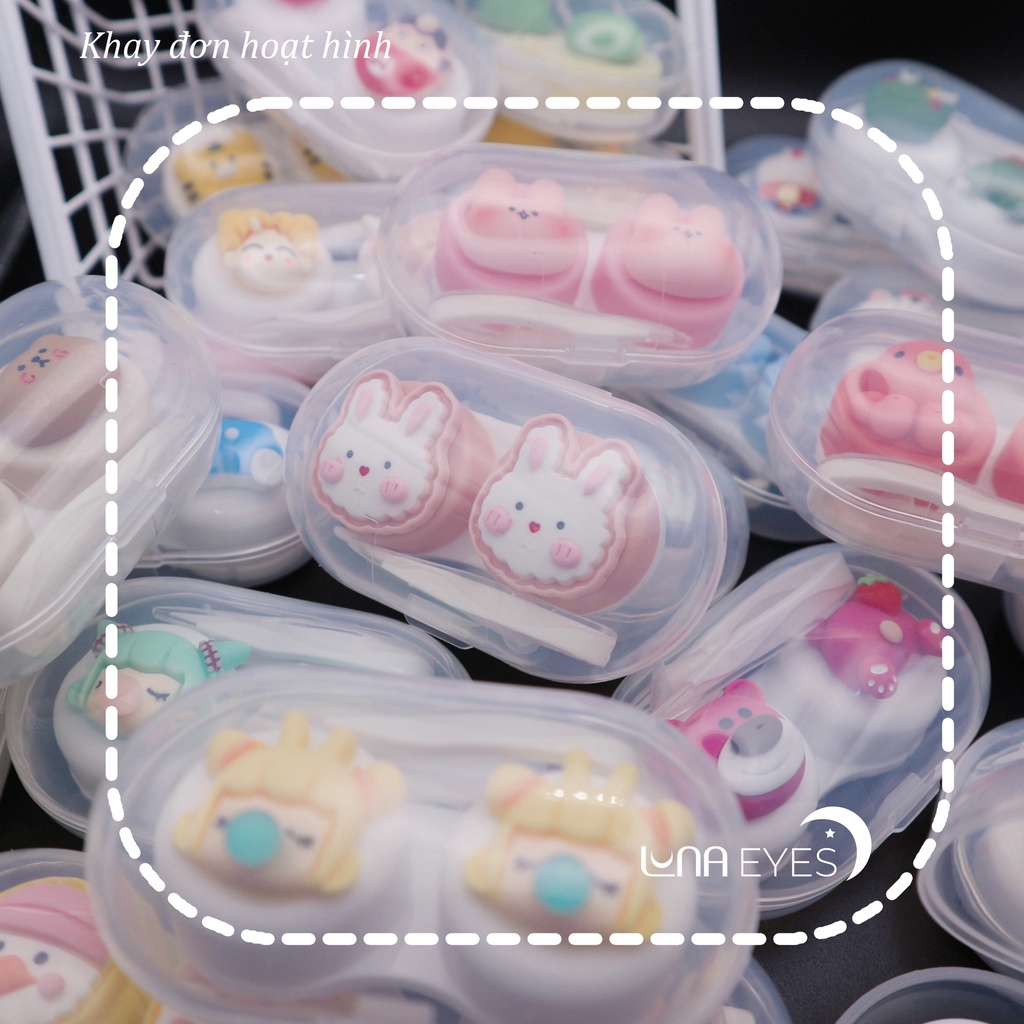 Khay đơn Hoạt Hình LUNA EYES kèm dụng cụ đeo lens