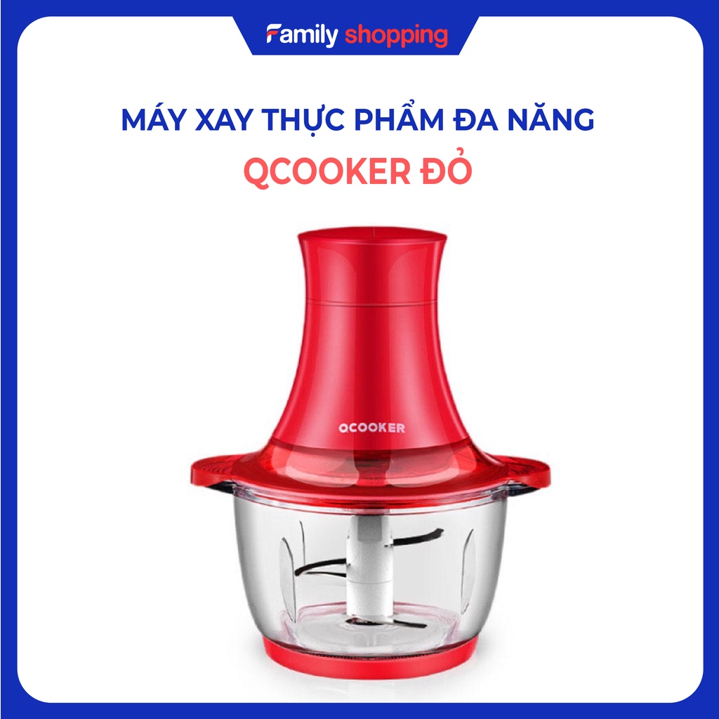 Máy xay thịt thực phẩm đa năng QCOOKER Đỏ - Thiết bị xay trộn nghiền tiện dụng cho gia đình