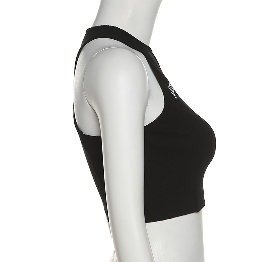 Klalien Áo Croptop Hai Dây Ôm Dáng In Chữ Phong Cách Đường Phố Mỹ Cá Tính Cho Nữ